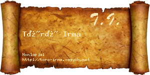 Törő Irma névjegykártya